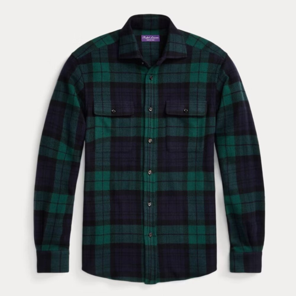 Ralph Lauren Purple Label Black Watch Tartan Wool-Cashmere Shirt